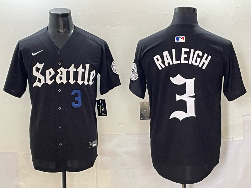 Men Seattle Mariners #3 Raleigh black MLB 2025 Nike jersey 018